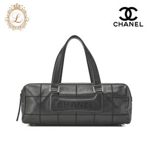 Chanel Shoulder Bag the Chocobar logo caviar leather black
